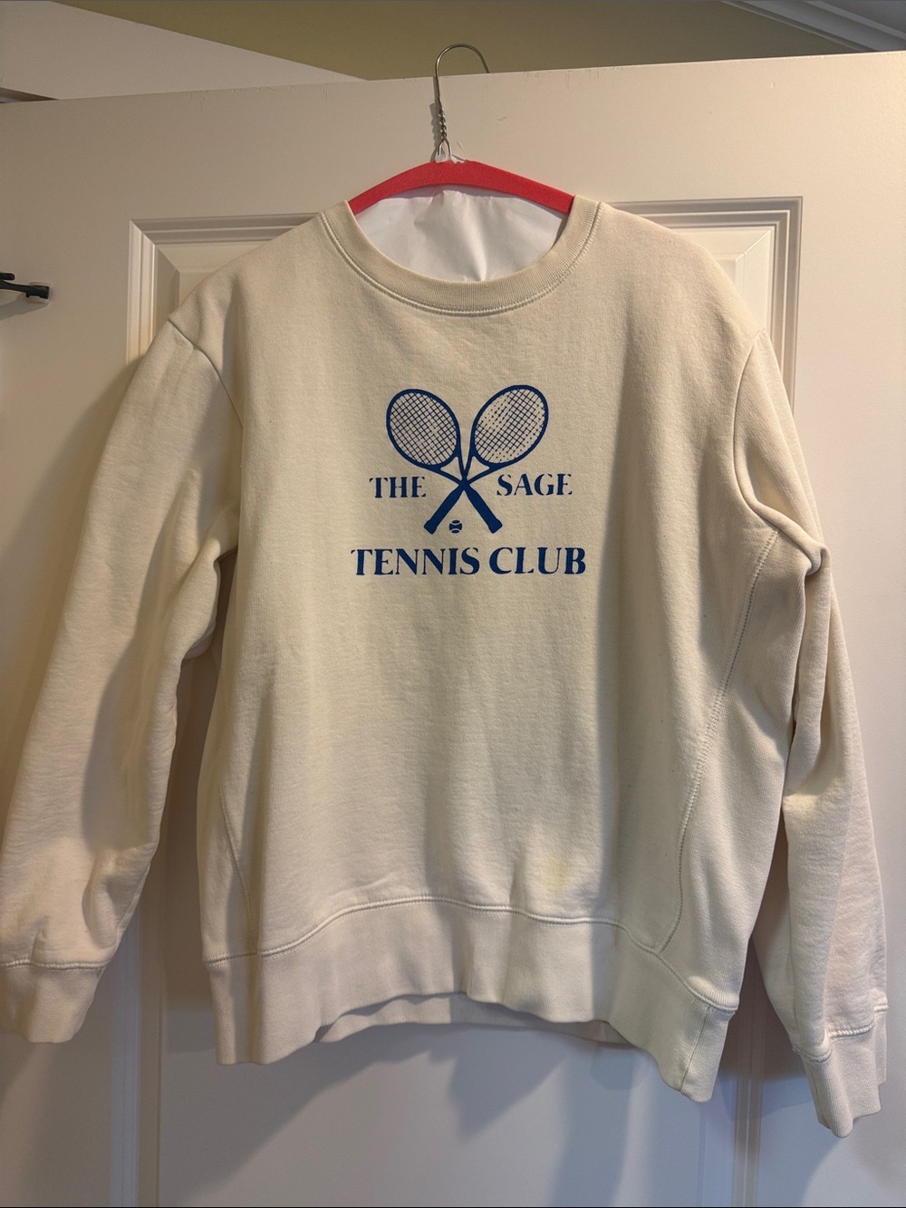 Cream Sweatshirt with Blue 'Tennis Club' Graphic